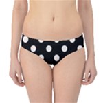 Polka Dots - Seashell on Black Hipster Bikini Bottoms