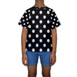 Polka Dots - Seashell on Black Kid s Short Sleeve Swimwear