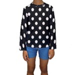 Polka Dots - Seashell on Black Kid s Long Sleeve Swimwear