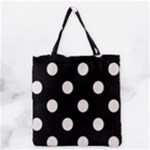 Polka Dots - Seashell on Black Grocery Tote Bag