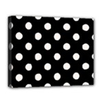 Polka Dots - Seashell on Black Deluxe Canvas 20  x 16  (Stretched)