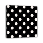 Polka Dots - Seashell on Black Mini Canvas 6  x 6  (Stretched)