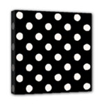 Polka Dots - Seashell on Black Mini Canvas 8  x 8  (Stretched)