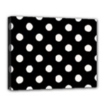 Polka Dots - Seashell on Black Canvas 14  x 11  (Stretched)