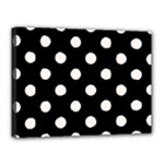 Polka Dots - Seashell on Black Canvas 16  x 12  (Stretched)