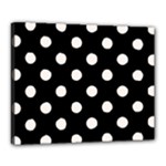 Polka Dots - Seashell on Black Canvas 20  x 16  (Stretched)