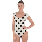 Polka Dots - Black on Beige Short Sleeve Leotard (Ladies)