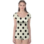 Polka Dots - Black on Beige Boyleg Leotard (Ladies)