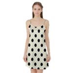 Polka Dots - Black on Beige Satin Night Slip