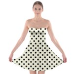 Polka Dots - Black on Beige Strapless Bra Top Dress