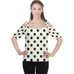 Polka Dots - Black on Beige Women s Cutout Shoulder Tee