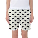 Polka Dots - Black on Beige Women s Basketball Shorts