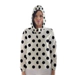 Polka Dots - Black on Beige Hooded Wind Breaker (Women)