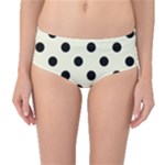 Polka Dots - Black on Beige Mid-Waist Bikini Bottoms