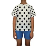 Polka Dots - Black on Beige Kid s Short Sleeve Swimwear