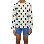 Polka Dots - Black on Beige Kid s Long Sleeve Swimwear