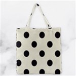 Polka Dots - Black on Beige Grocery Tote Bag