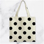 Polka Dots - Black on Beige Zipper Grocery Tote Bag