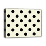 Polka Dots - Black on Beige Deluxe Canvas 16  x 12  (Stretched)