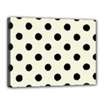 Polka Dots - Black on Beige Canvas 16  x 12  (Stretched)