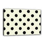 Polka Dots - Black on Beige Canvas 18  x 12  (Stretched)