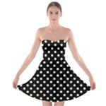 Polka Dots - Beige on Black Strapless Bra Top Dress