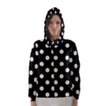 Polka Dots - Beige on Black Hooded Wind Breaker (Women)