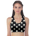 Polka Dots - Beige on Black Women s Sports Bra