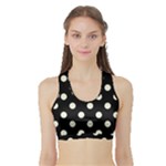 Polka Dots - Beige on Black Women s Sports Bra with Border