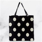 Polka Dots - Beige on Black Grocery Tote Bag