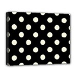 Polka Dots - Beige on Black Deluxe Canvas 20  x 16  (Stretched)