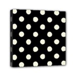 Polka Dots - Beige on Black Mini Canvas 6  x 6  (Stretched)