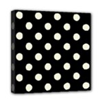 Polka Dots - Beige on Black Mini Canvas 8  x 8  (Stretched)