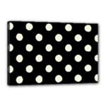 Polka Dots - Beige on Black Canvas 18  x 12  (Stretched)