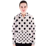 Polka Dots - Black on Linen Women s Zipper Hoodie