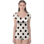 Polka Dots - Black on Linen Boyleg Leotard (Ladies)
