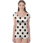 Polka Dots - Black on Linen Boyleg Leotard (Ladies)