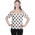 Polka Dots - Black on Linen Women s Cutout Shoulder Tee