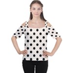 Polka Dots - Black on Linen Women s Cutout Shoulder Tee