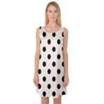 Polka Dots - Black on Linen Sleeveless Satin Nightdress