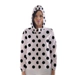 Polka Dots - Black on Linen Hooded Wind Breaker (Women)