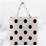 Polka Dots - Black on Linen Grocery Tote Bag