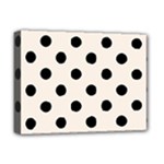 Polka Dots - Black on Linen Deluxe Canvas 16  x 12  (Stretched)