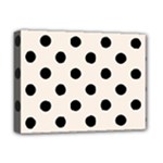 Polka Dots - Black on Linen Deluxe Canvas 16  x 12  (Stretched)