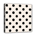 Polka Dots - Black on Linen Mini Canvas 8  x 8  (Stretched)