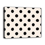 Polka Dots - Black on Linen Canvas 14  x 11  (Stretched)