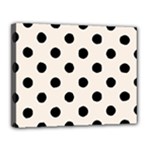 Polka Dots - Black on Linen Canvas 14  x 11  (Stretched)