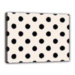 Polka Dots - Black on Linen Canvas 16  x 12  (Stretched)