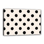 Polka Dots - Black on Linen Canvas 18  x 12  (Stretched)