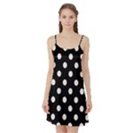 Polka Dots - Linen on Black Satin Night Slip